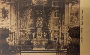 Fotografía del coro del monasterio "Certosa di Pavia" en Italia