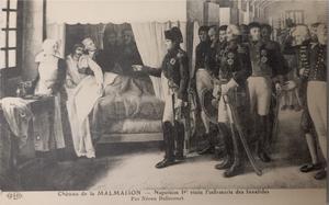 Pintura de Napoleón Bonaparte en su primera visita a la enfermería en el Castillo de Malmaison