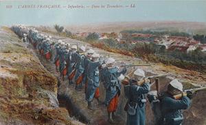 Pintura del ejército francés en una trinchera