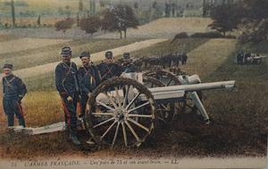 Fotografía colorizada de un cañón francés