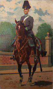 Pintura de coronel alemán y su caballo