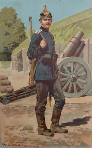 Pinura de soldado alemán sobre su caballo