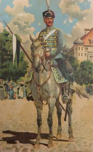 Pintura de coronel alemán y su caballo