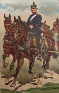 Pintura de soldado alemán sobre su caballo